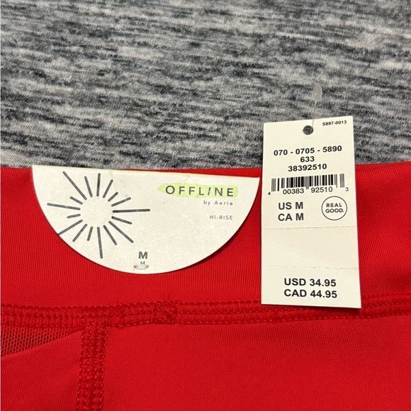 NWT Offline by Aerie High Rise Shorts Red - Picture 3 of 5